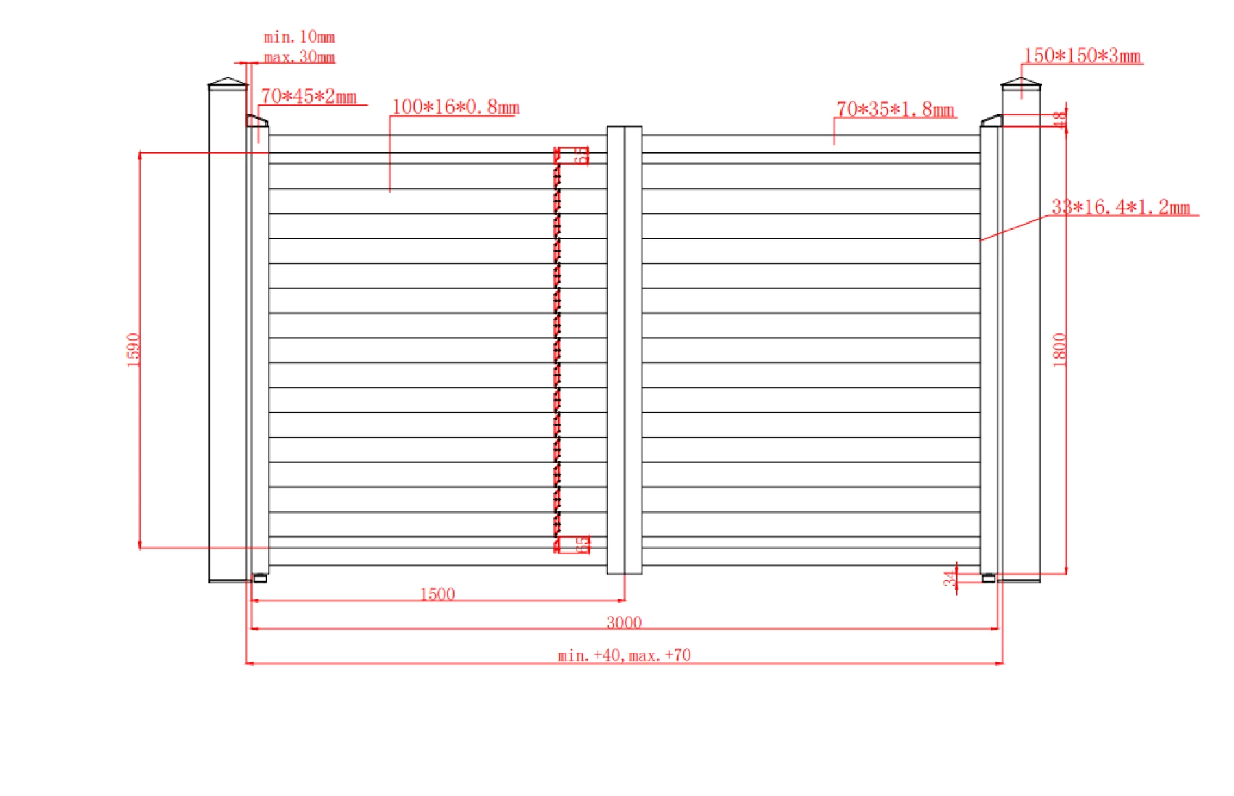 Poarta auto batanta, aluminiu, 3000x1800mm, gri antracit, model Jaluzea Deluxe