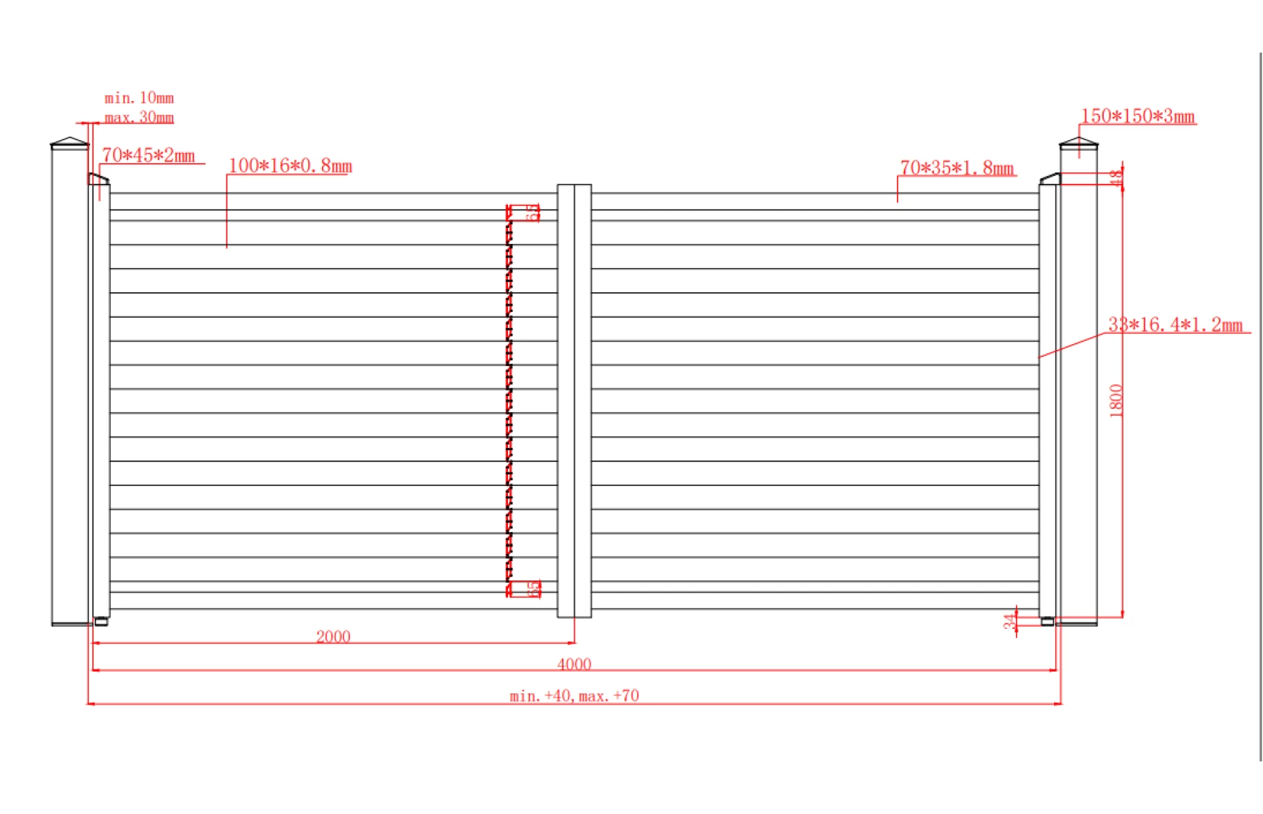 Poarta auto batanta, aluminiu, 4000x1800mm, prefabricat, gri antracit, model Jaluzea Deluxe