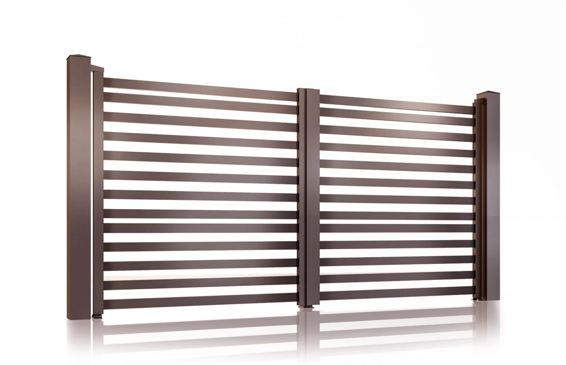Poarta auto metalica din aluminiu 3500x1800mm, maro, model Star