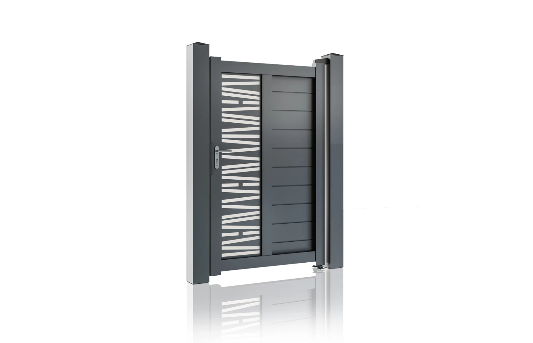 Poarta pietonala metalica din aluminiu 900x2000mm, gri antracit, model Poseidon