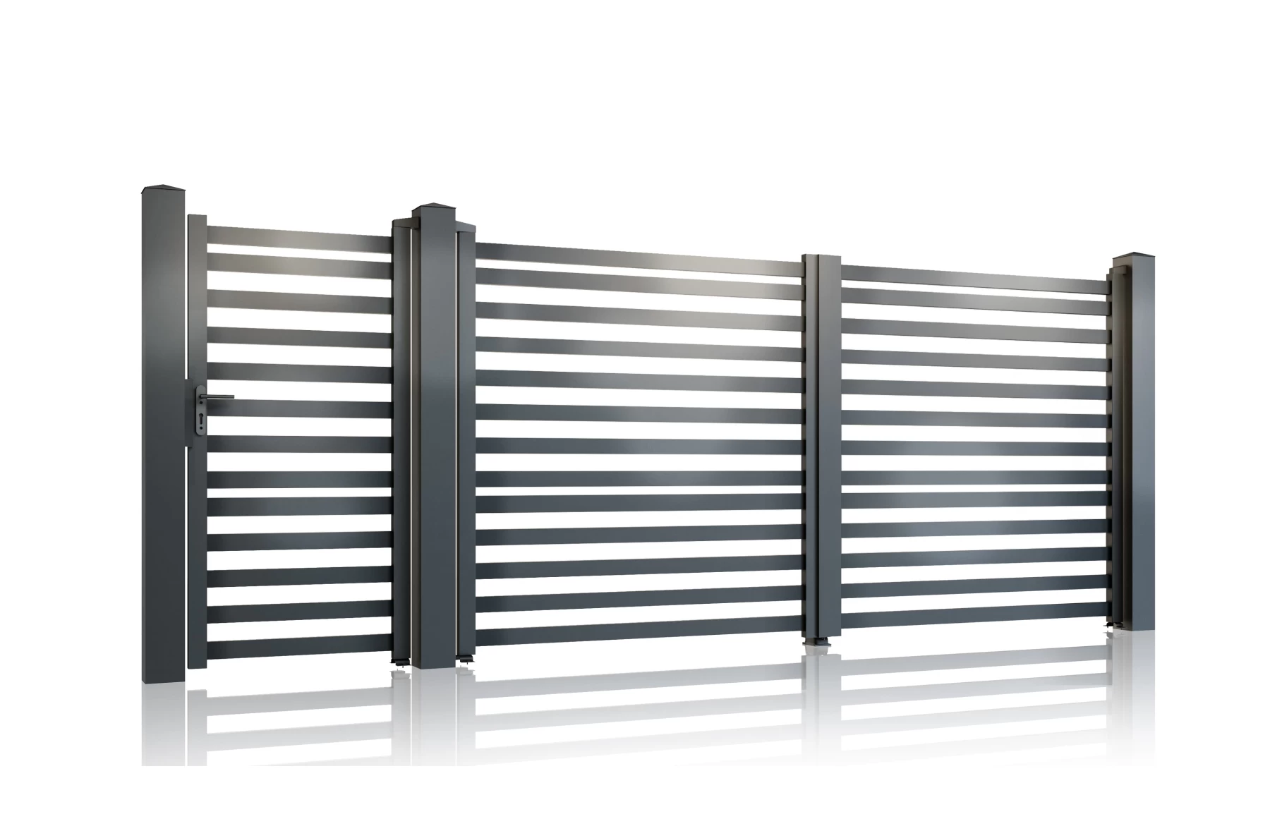 Set porti metalice din aluminiu 900x1800m, 3000x1800mm, prefabricate, gri antracit, model Star