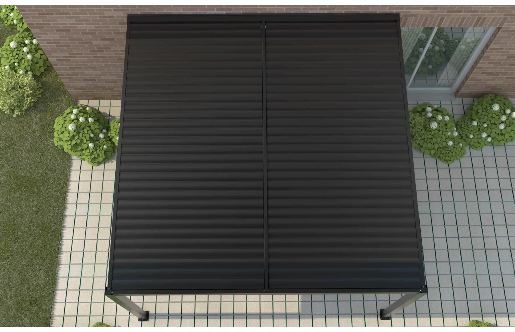 Pergola X Bioclimatica, Pavilion 3x5.8x2.3metri cu LED, prindere pe casa, Premium, Aluminiu