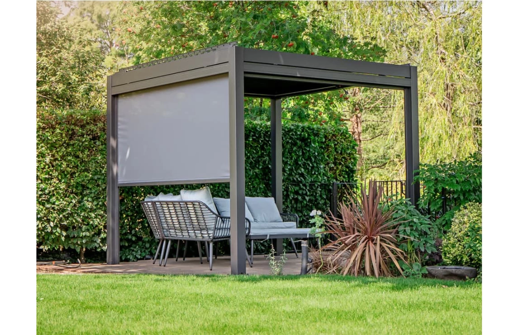 Pergola X Bioclimatica cu LED, Pavilion 4x4x2.5metri , Premium, Aluminiu