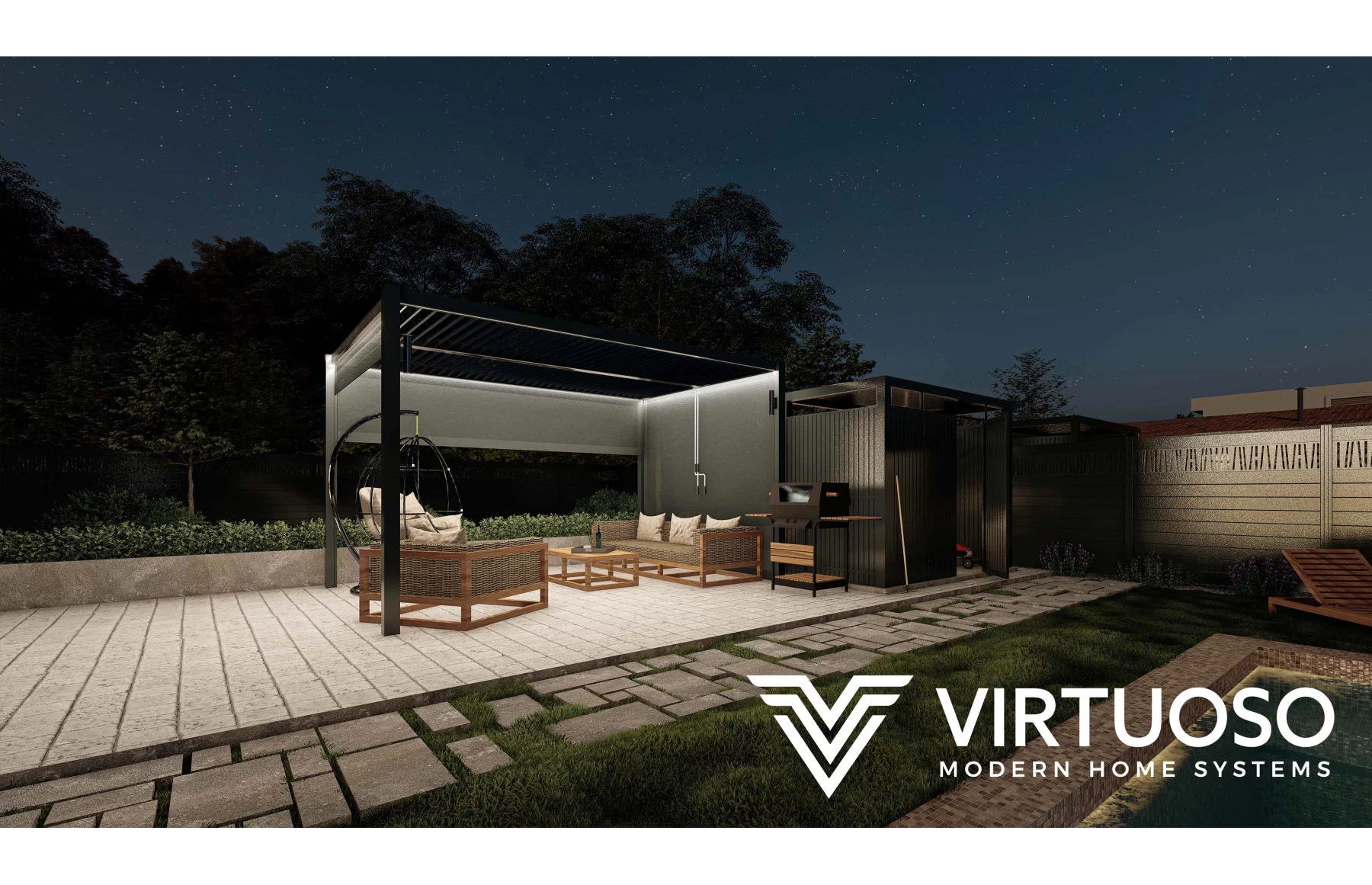 Gard metalic din aluminiu, model Poseidon, 2500x1800mm