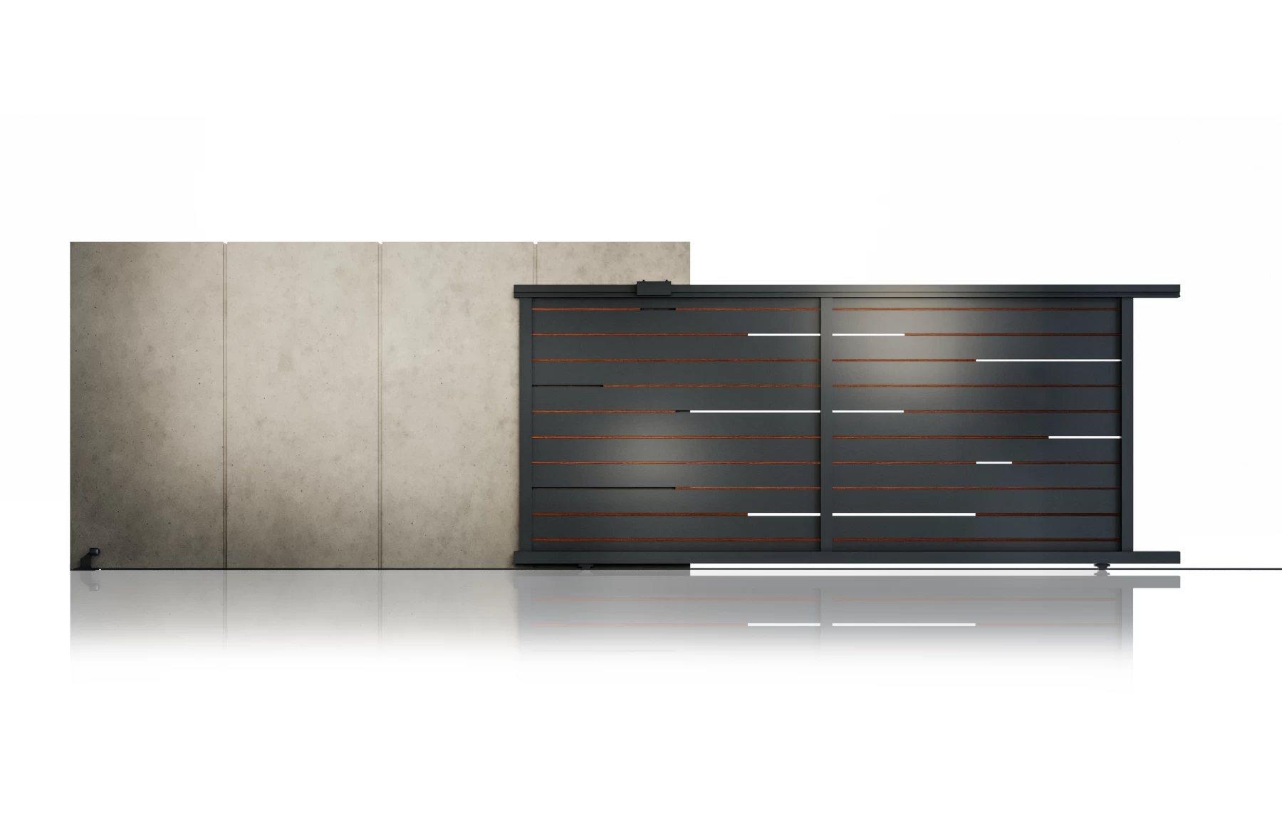 Poarta culisanta  din aluminiu, prefabricata, model Ragnar, 4000x2000mm, insertii tip lemn aluminiu