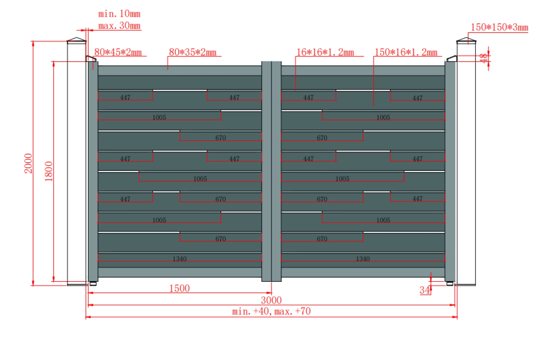 Set porti metalice din aluminiu 900x1800m, 3000x1800mm, gri antracit, model Ragnar