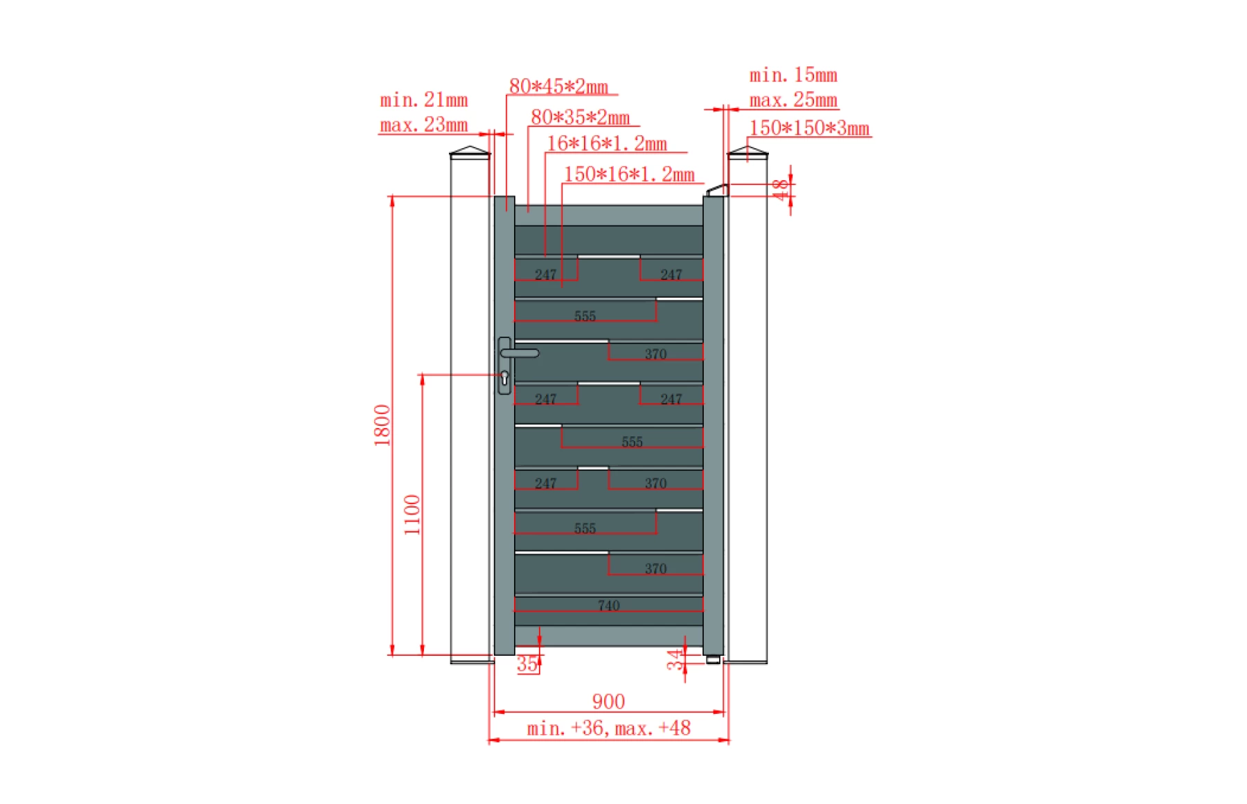 Set porti metalice din aluminiu 900x1800m, 3000x1800mm, gri antracit, model Ragnar