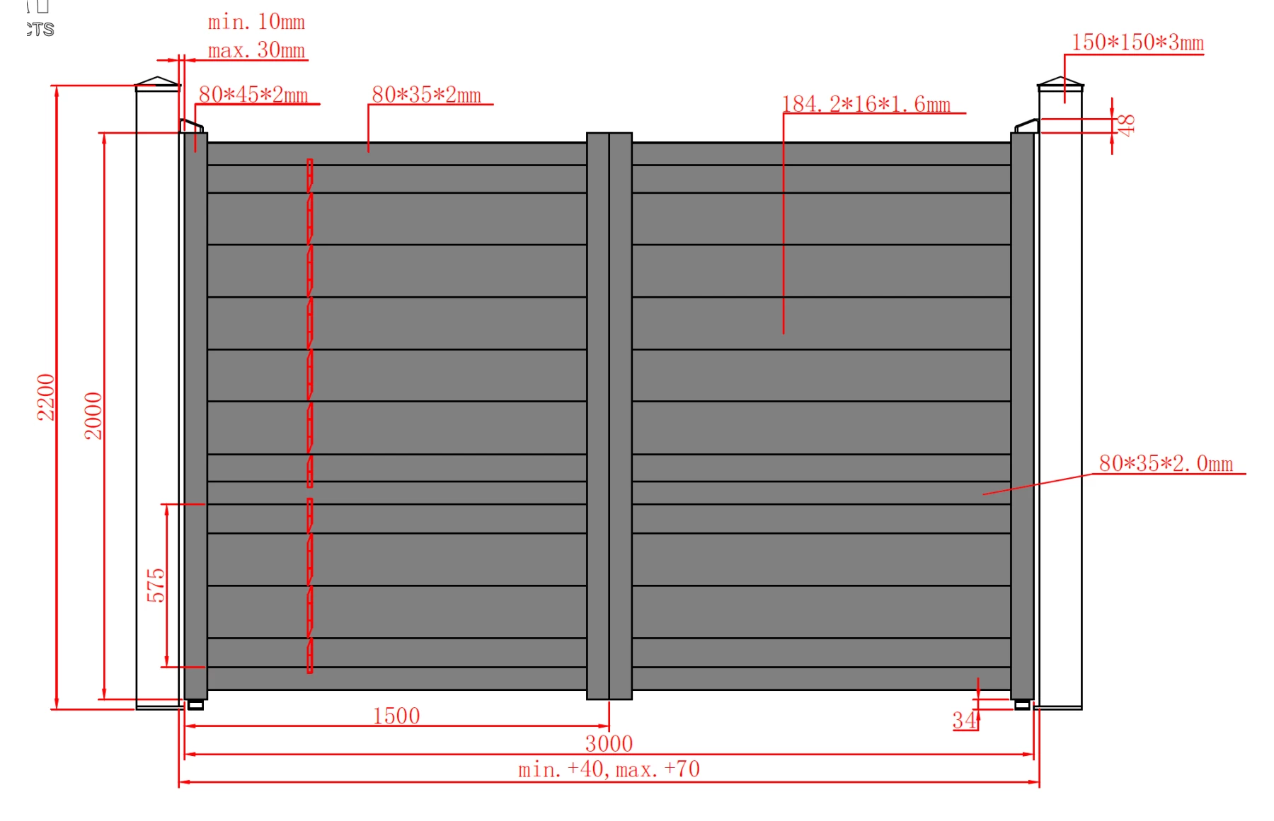 Poarta auto batanta aluminiu 3000x2000mm, model Baldur, gri antracit