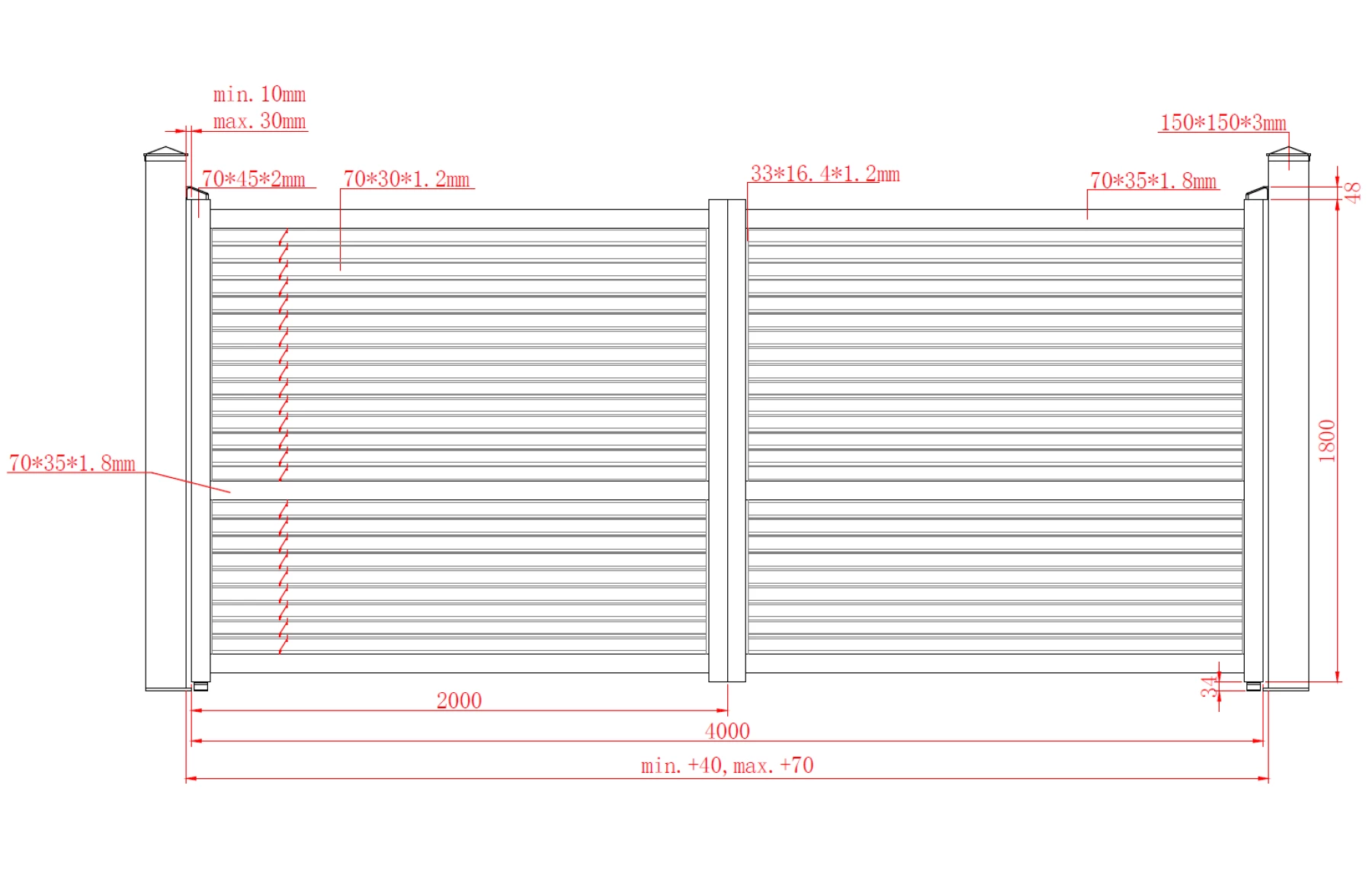 Poarta auto batanta aluminiu 4000x1800mm, gri antracit, model Jaluzea Suprem