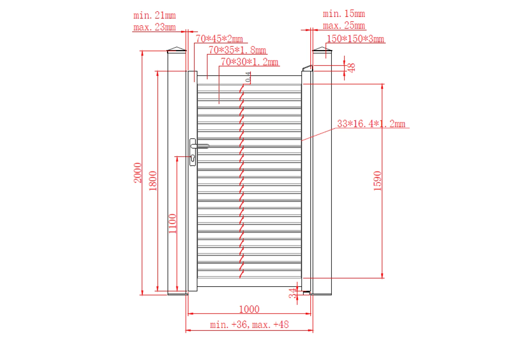 Poarta pietonala metalica din aluminiu 1000x1800mm, maro, model Jaluzea Suprem