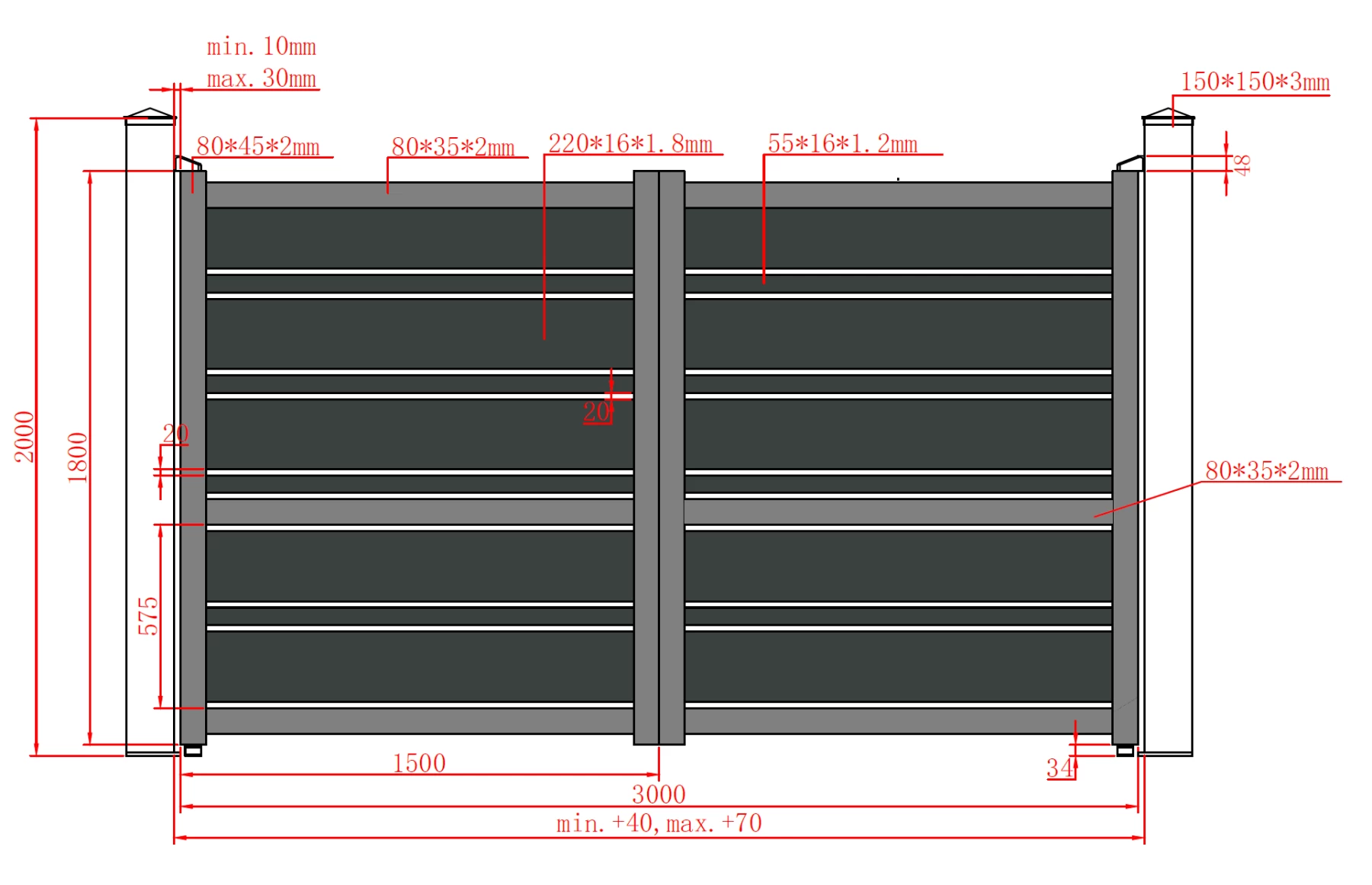 Set porti metalice din aluminiu 900x1800m, 3000x1800mm, maro, model Neptun