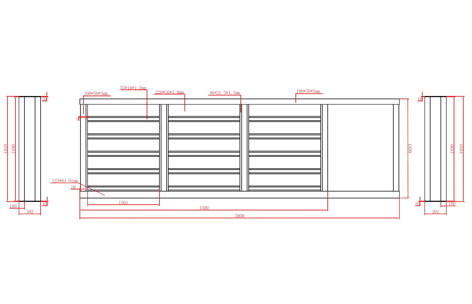 Poarta autoportanta aluminiu 5800 x 1800mm, prefabricata, model Neptun, maro