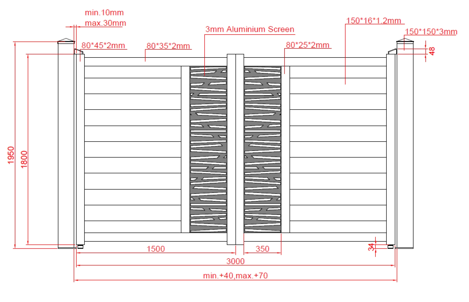 Poarta auto metalica din aluminiu 3300x1800mm, gri antracit, model Poseidon