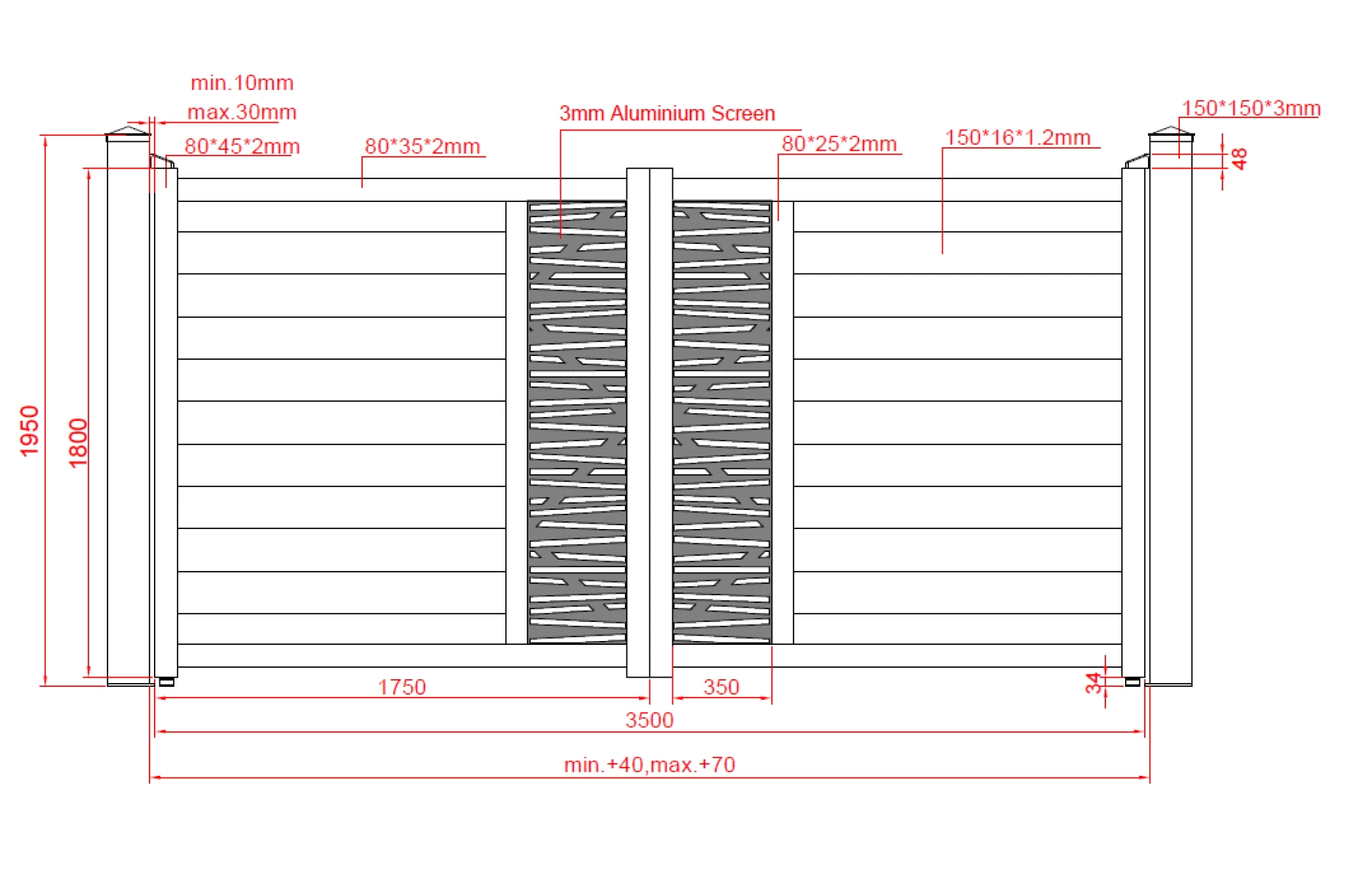 Poarta auto metalica din aluminiu 3500x1800mm, maro, model Poseidon