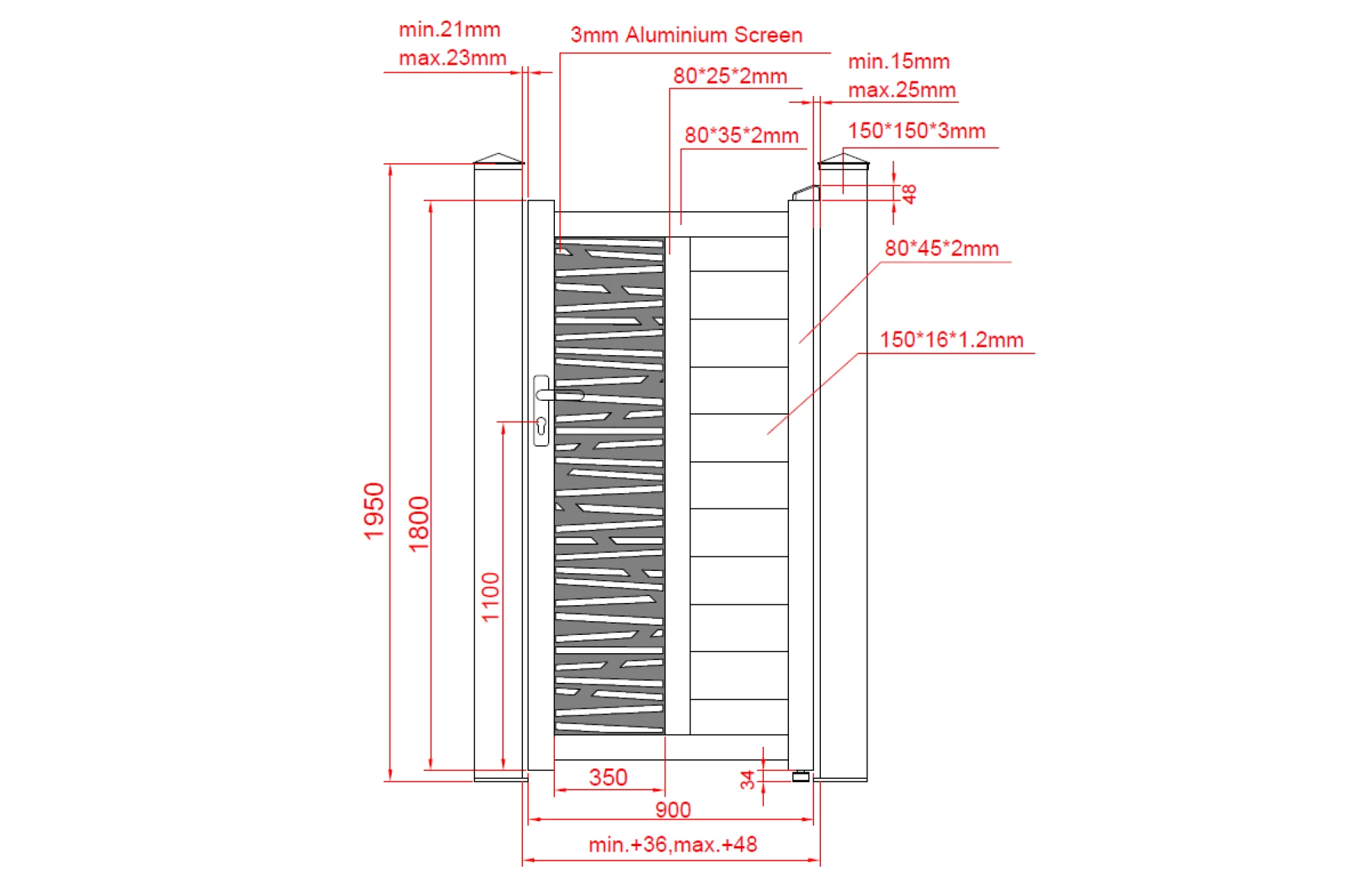 Set porti metalice din aluminiu 900x1800mm, 3000x1800mm, gri antracit, model Poseidon