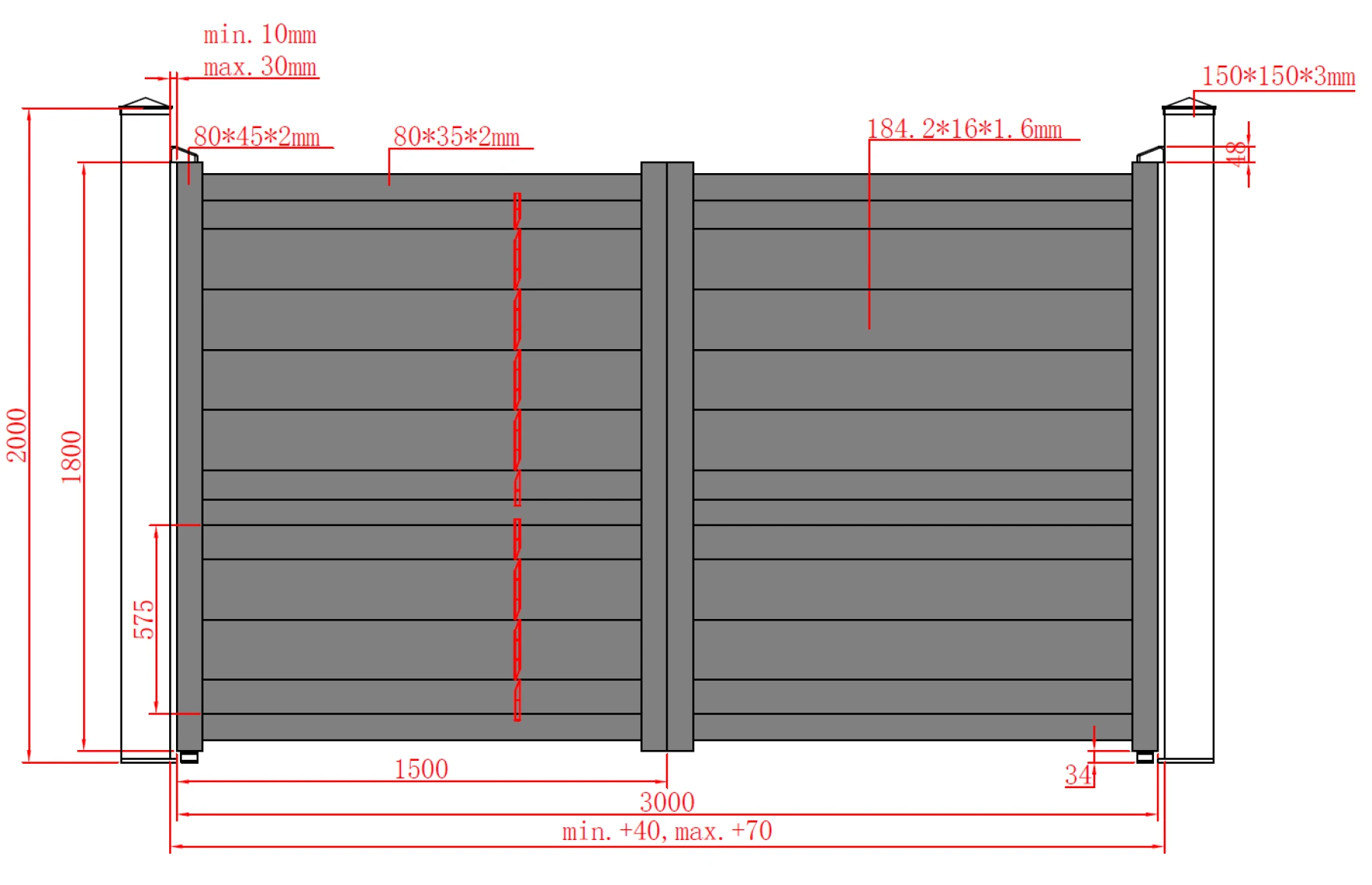 Set porti metalice din aluminiu 900x1800m, 3000x1800mm, gri antracit, model Baldur