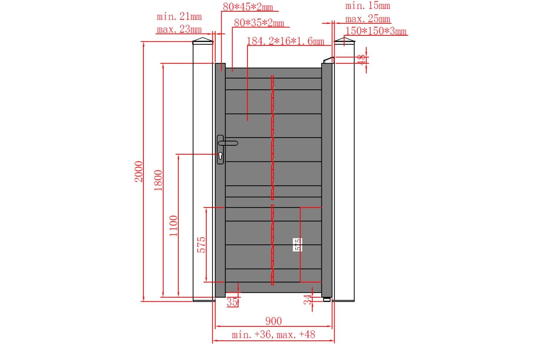 Set porti metalice din aluminiu 900x1800m, 3000x1800mm, gri antracit, model Baldur