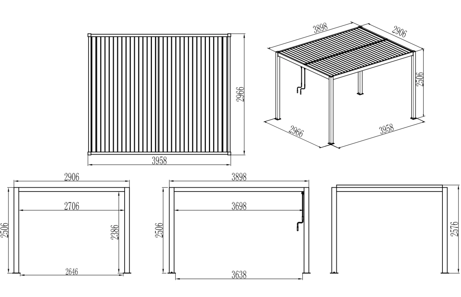 Pergola X Bioclimatica, Pavilion 3x4x2.5metri , Premium, Aluminiu
